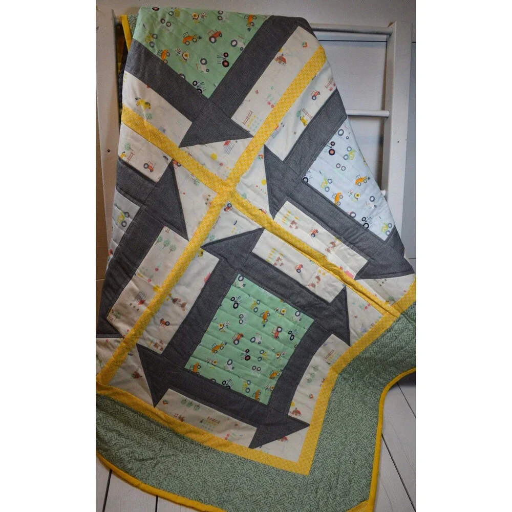 Farm Life Baby Quilt, Boy Patchwork Quilt
